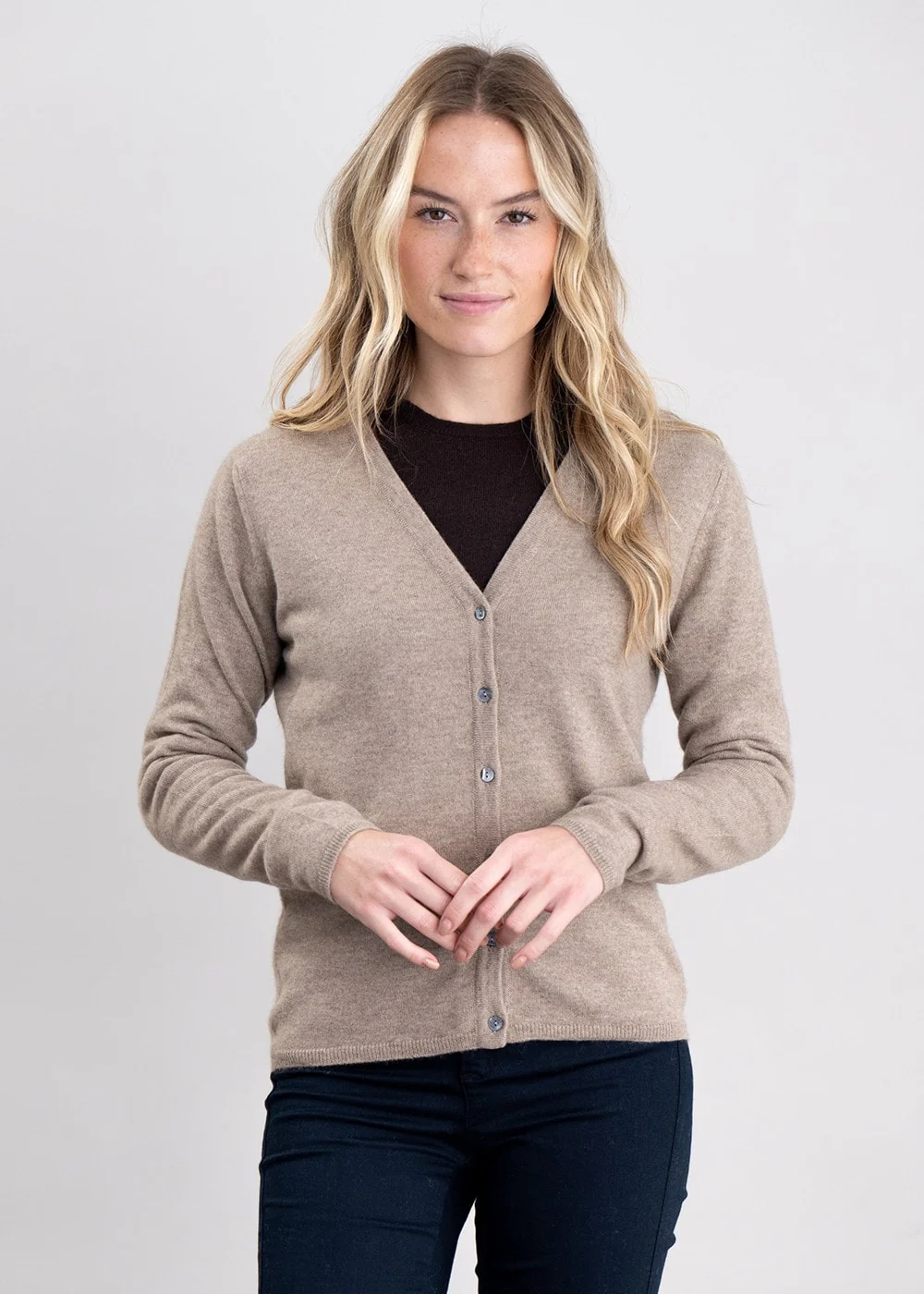 Millie Cashmere Vee Cardigan - Image 2