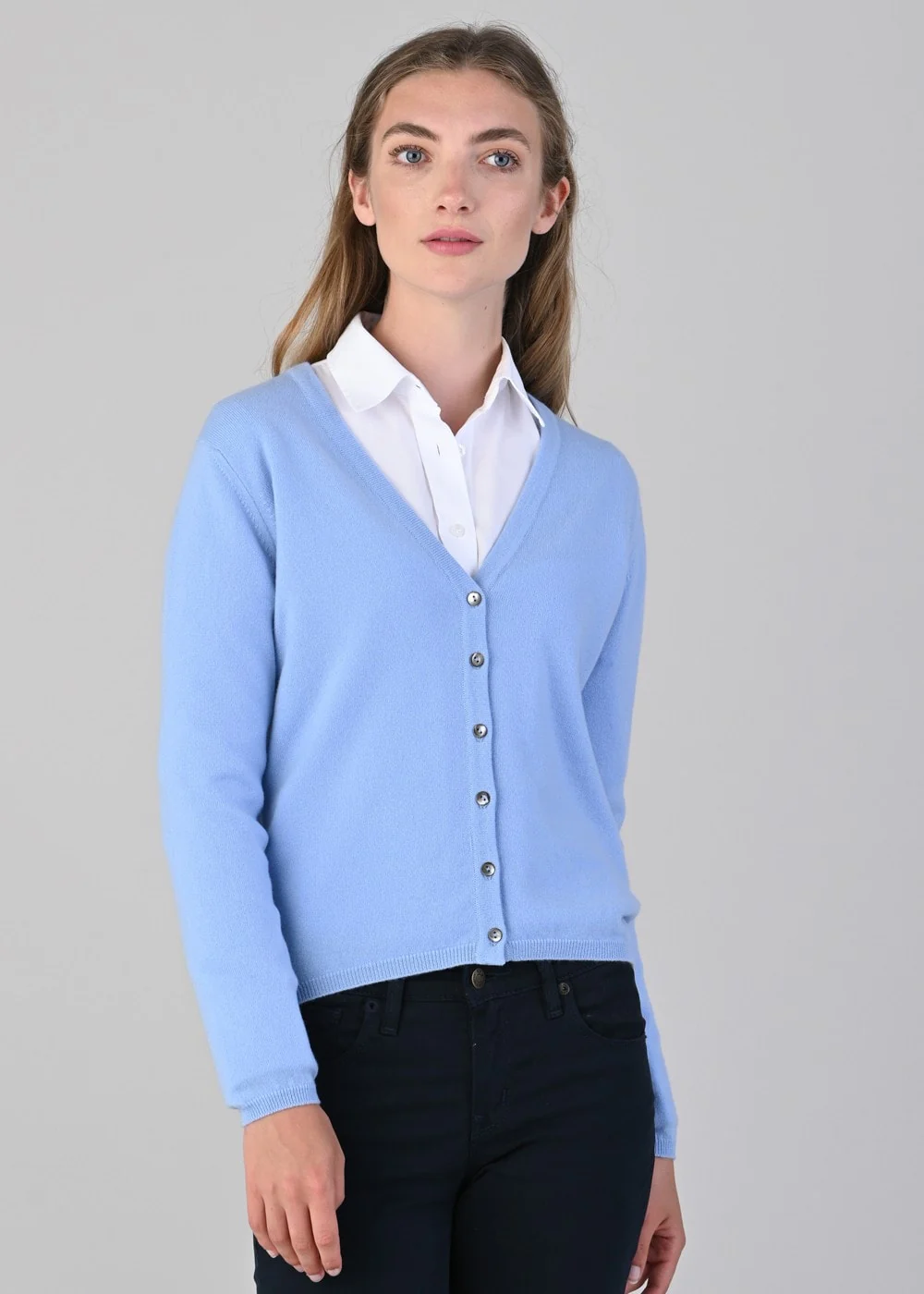 Millie Cashmere Vee Cardigan - Image 2
