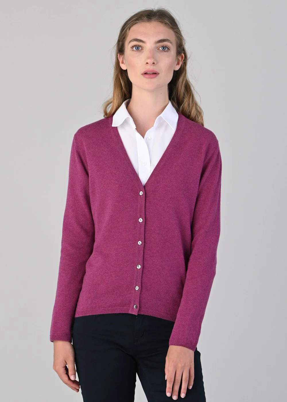 Millie Cashmere Vee Cardigan - Image 2
