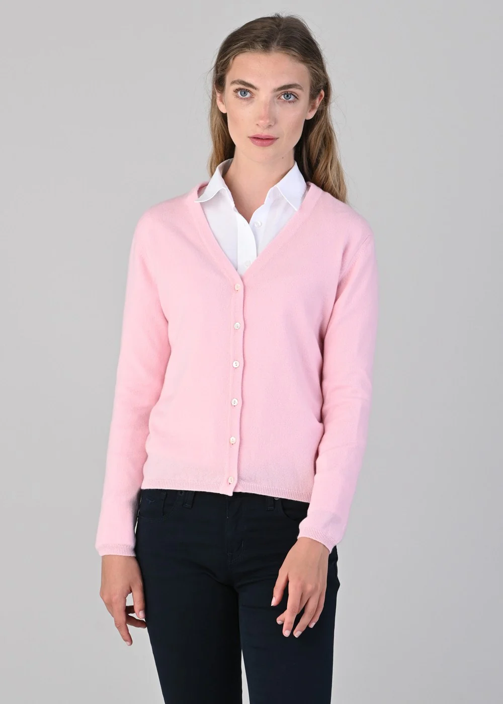 Millie Cashmere Vee Cardigan - Image 2