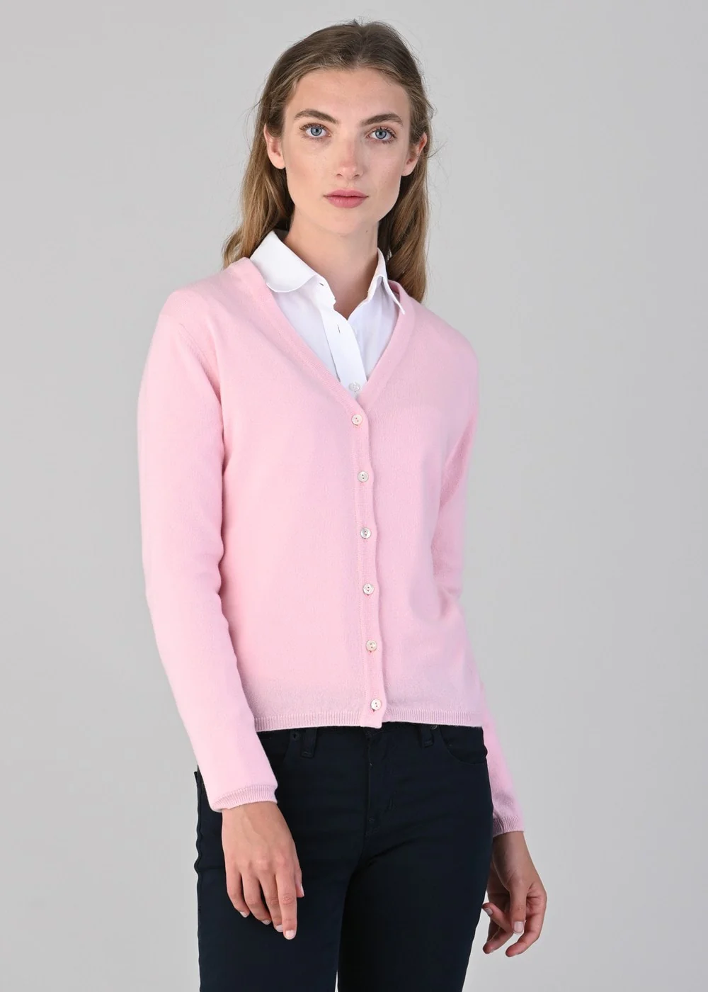 Millie Cashmere Vee Cardigan - Image 3