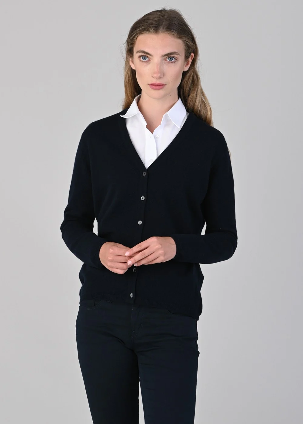 Millie Cashmere Vee Cardigan - Image 2