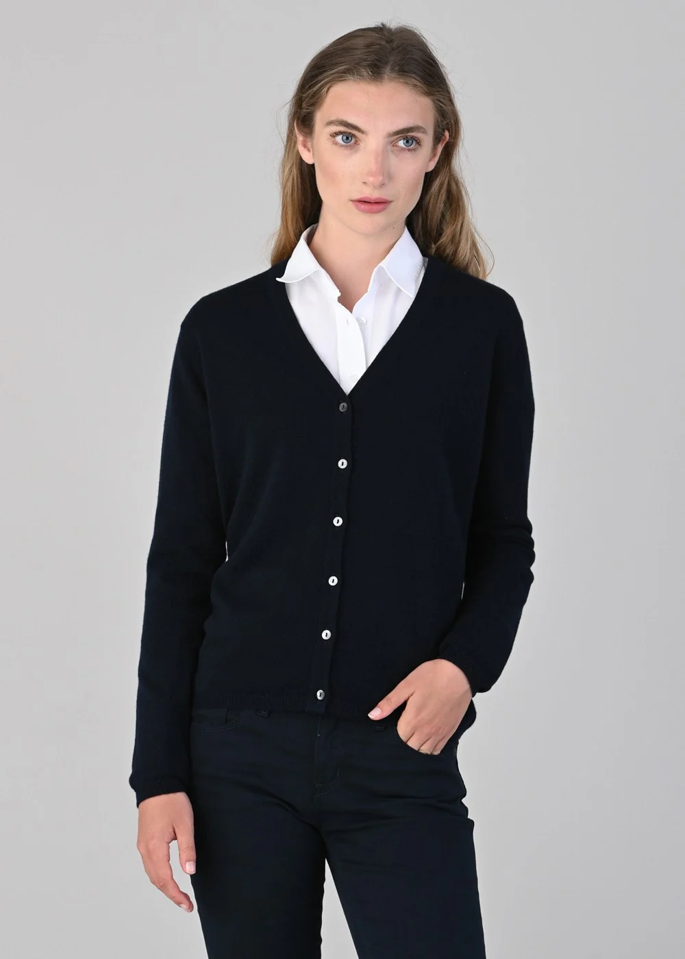 Millie Cashmere Vee Cardigan - Image 4