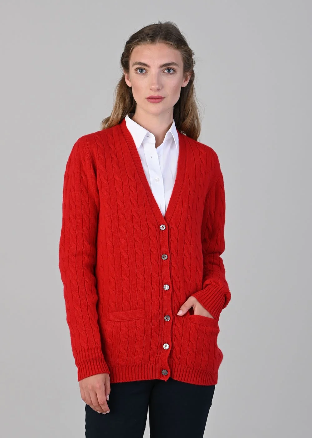 Sophia Cashmere Vee Cardigan - Image 2