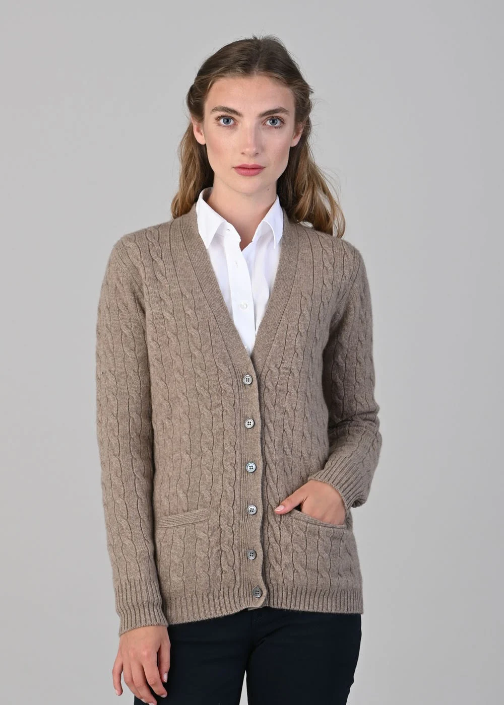 Sophia Cashmere Vee Cardigan - Image 3