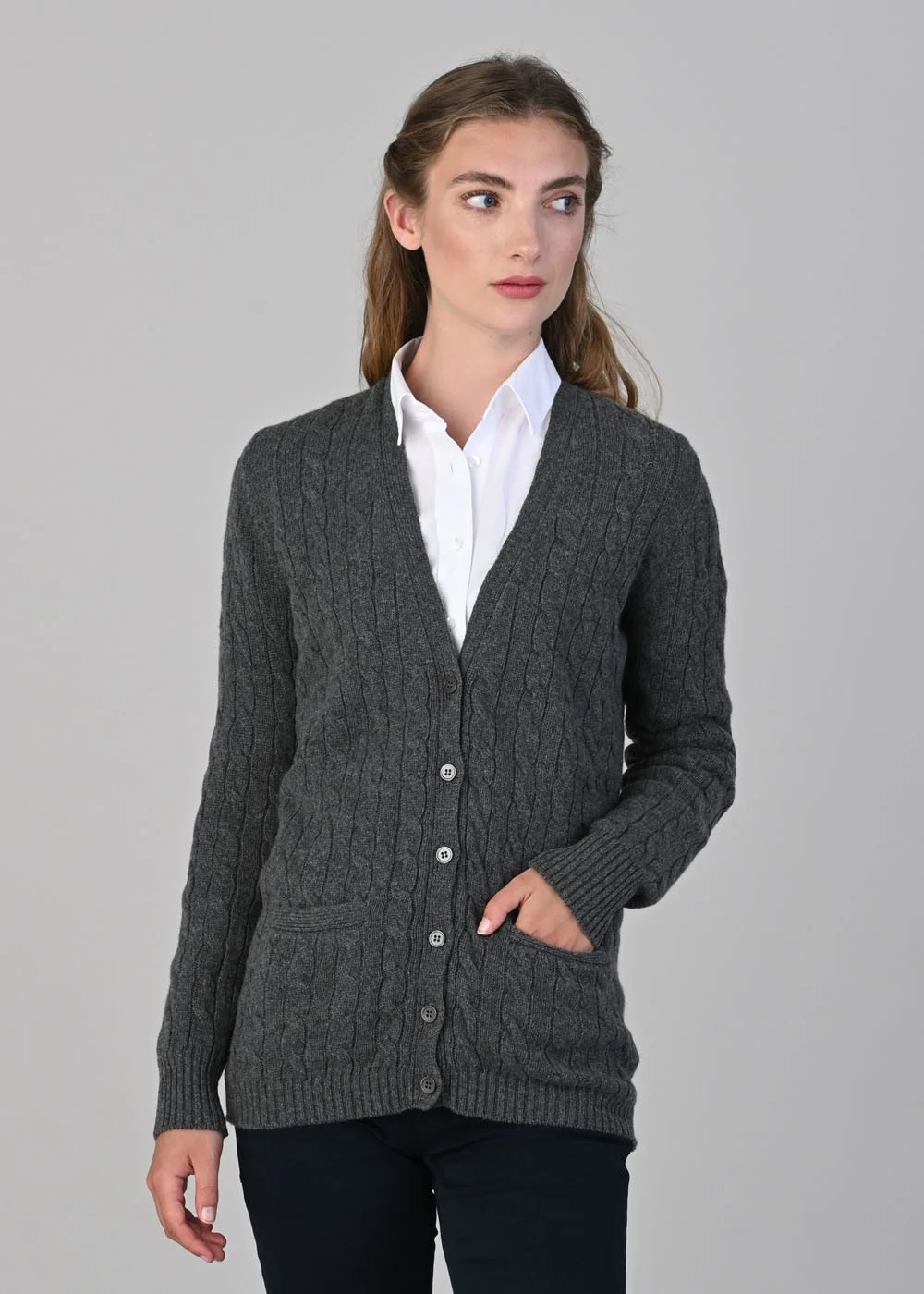 Sophia Cashmere Vee Cardigan - Image 4