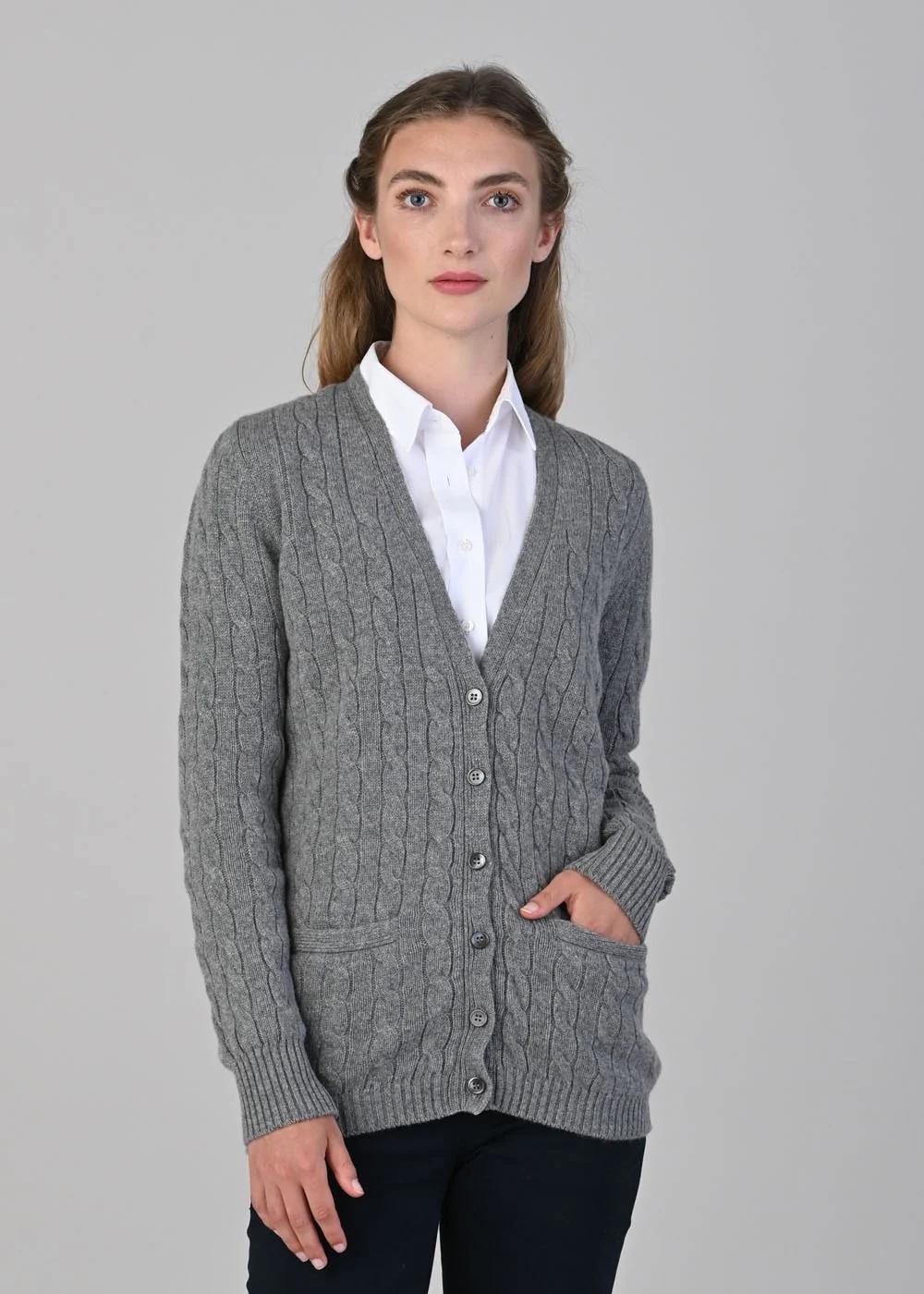 Sophia Cashmere Vee Cardigan - Image 5