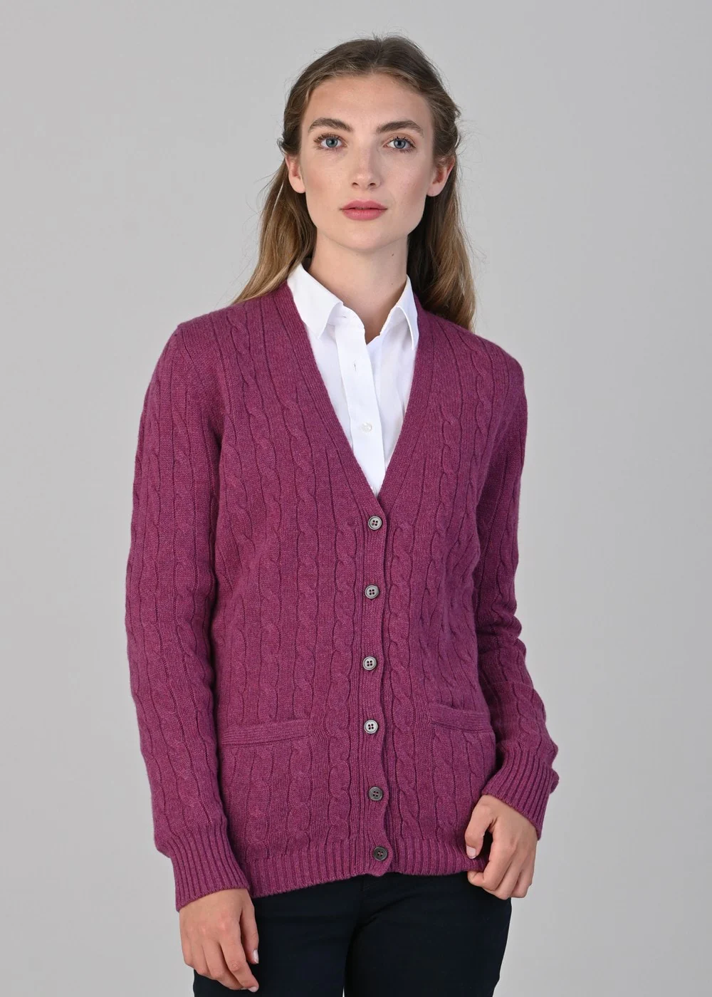 Sophia Cashmere Vee Cardigan - Image 3
