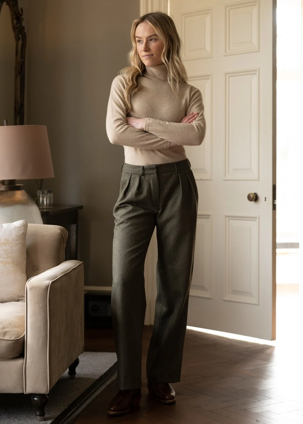 Twill Wide Leg Trousers - Image 2