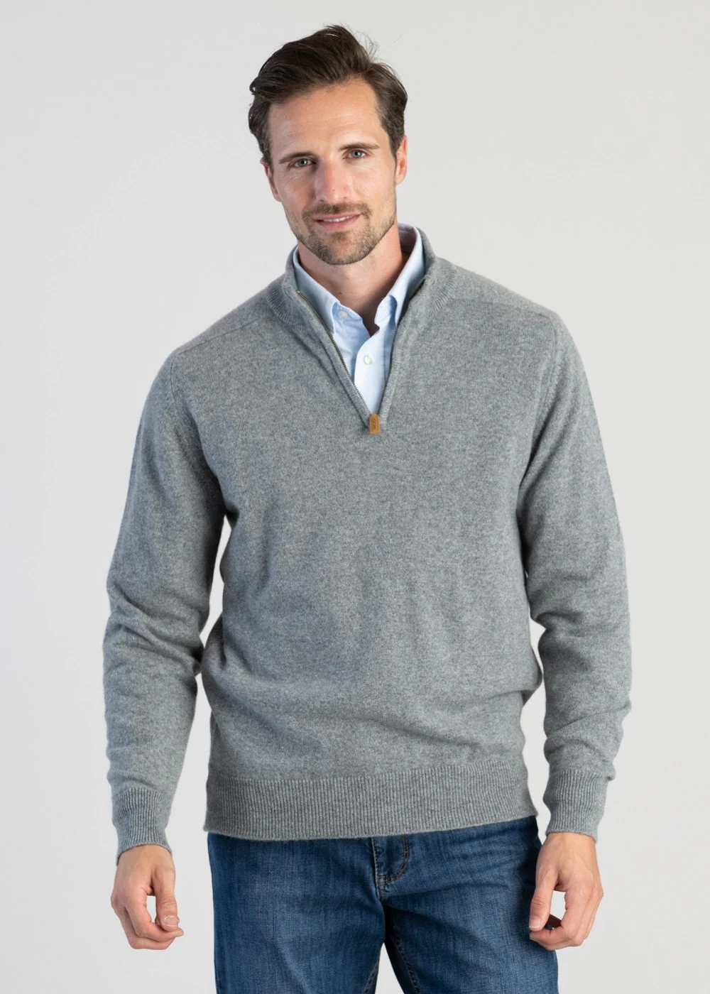 Cashmere 2 Ply Zip Neck Sweater - Image 3
