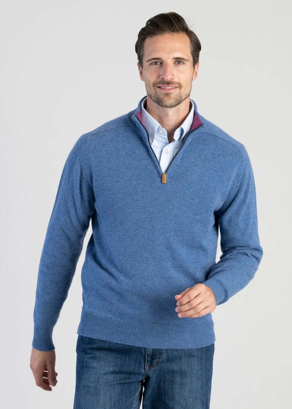 Cashmere 2 Ply Zip Neck Sweater