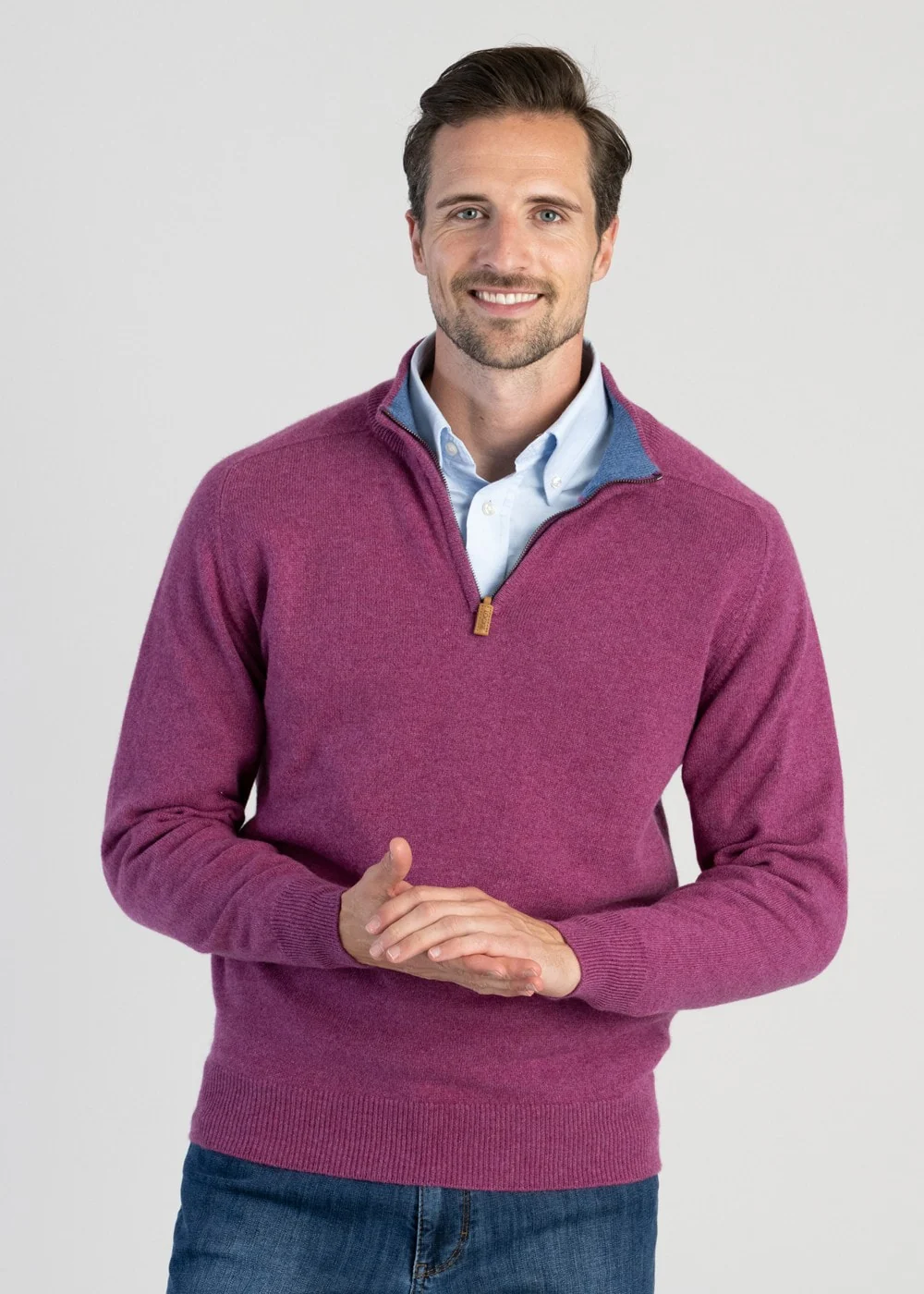 Cashmere 2 Ply Zip Neck Sweater