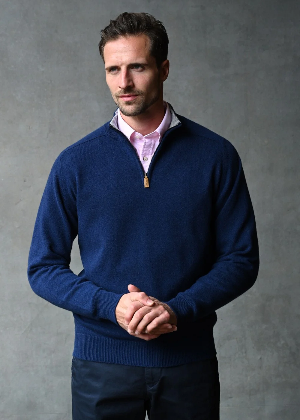 Cashmere 2 Ply Zip Neck Sweater - Image 2