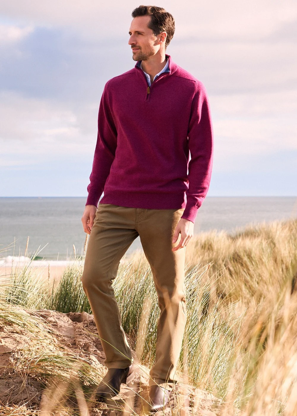 Cashmere 2 Ply Zip Neck Sweater - Image 2
