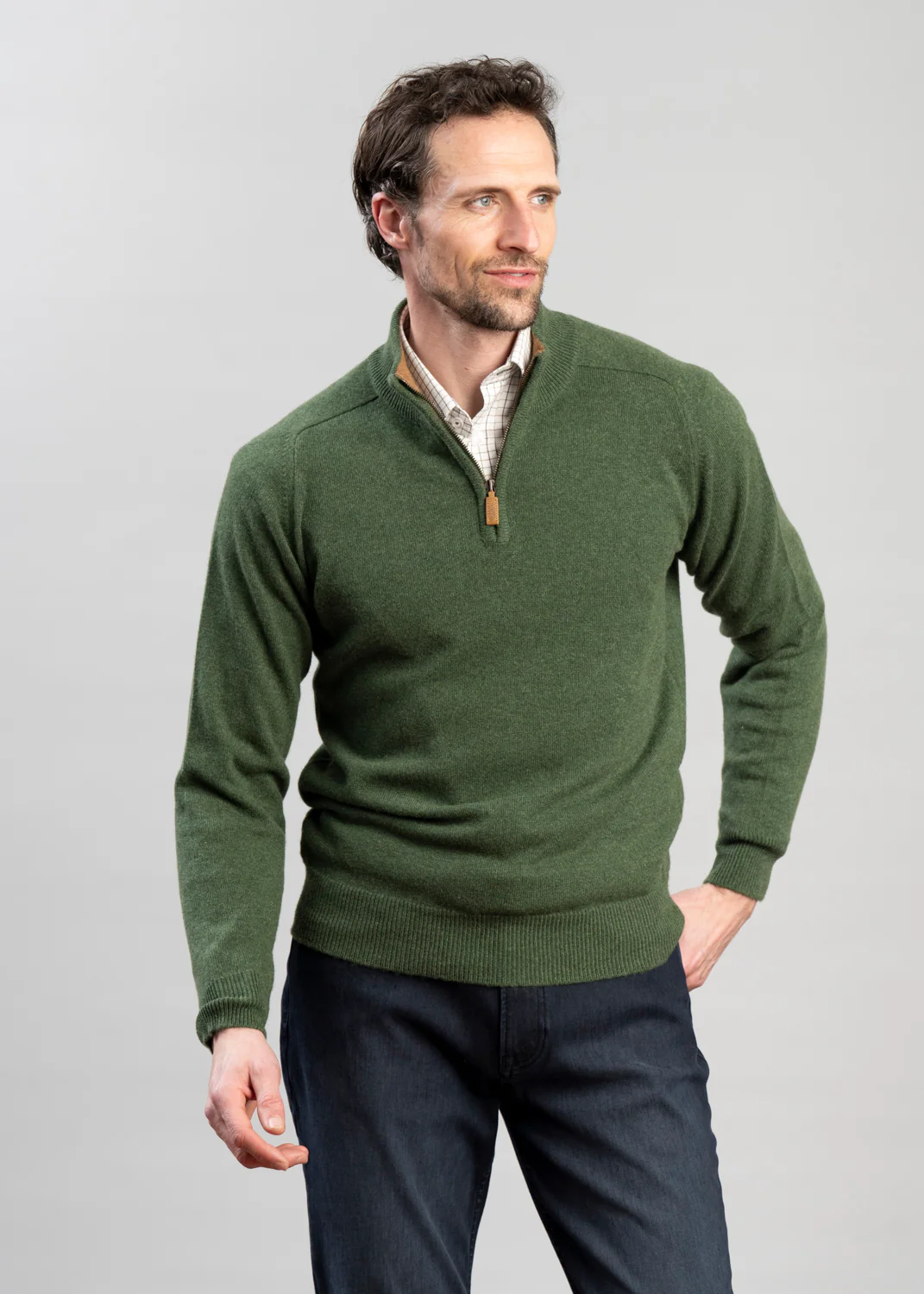 Cashmere 2 Ply Zip Neck Sweater - Image 3