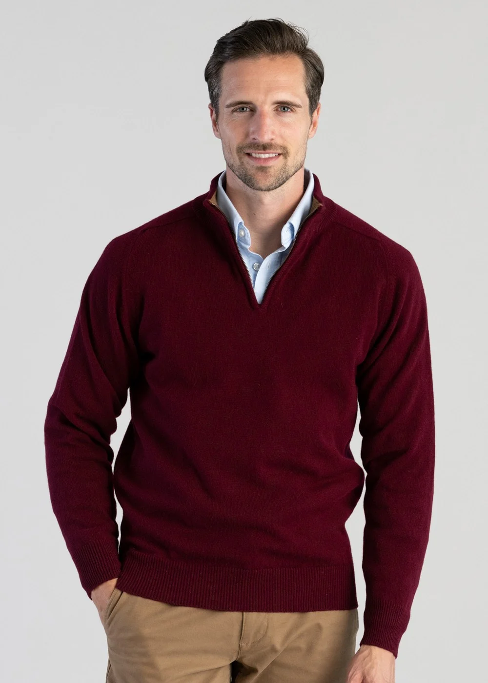 Lambswool 2 Ply Zip Neck - Image 3
