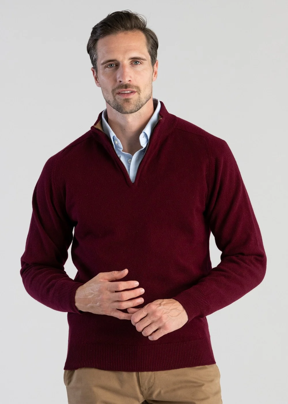 Lambswool 2 Ply Zip Neck - Image 4