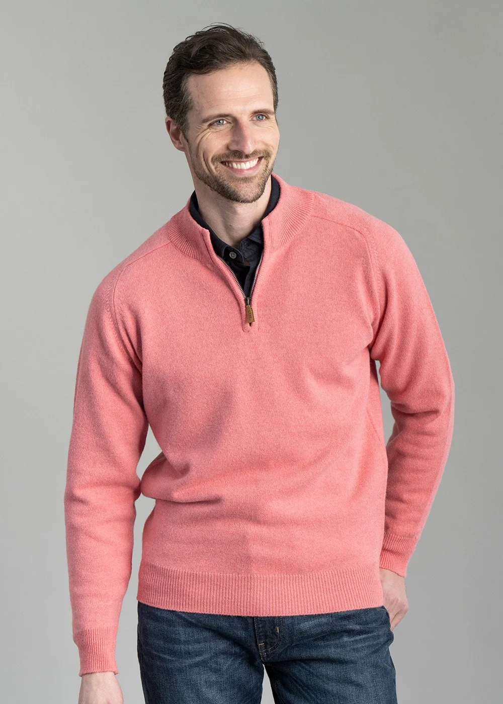 Lambswool 2 Ply Zip Neck - Image 3
