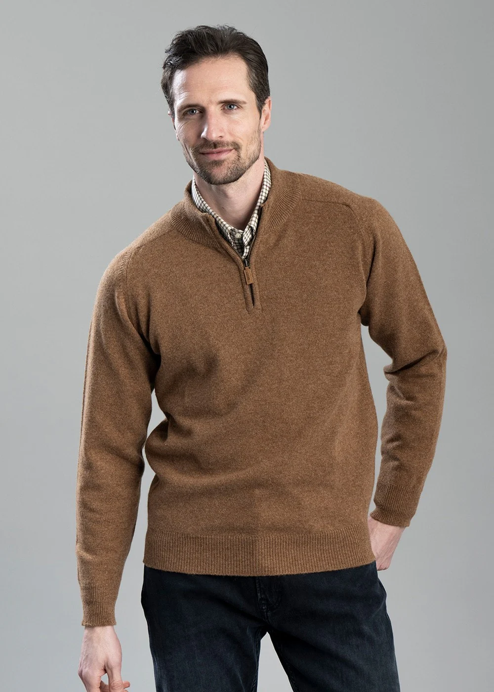 Lambswool 2 Ply Zip Neck - Image 4