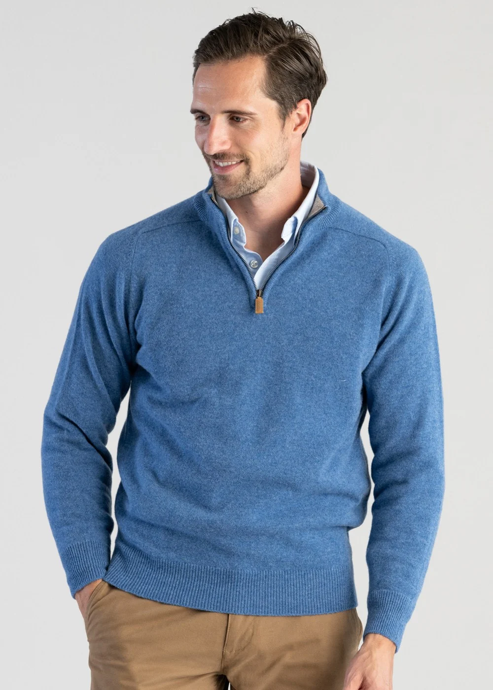 Lambswool 2 Ply Zip Neck - Image 3