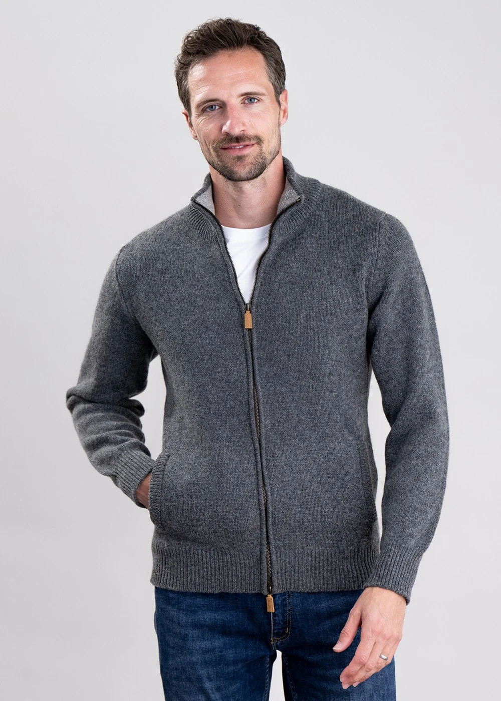 Lambswool 4 Ply Plain Jacket - Image 5