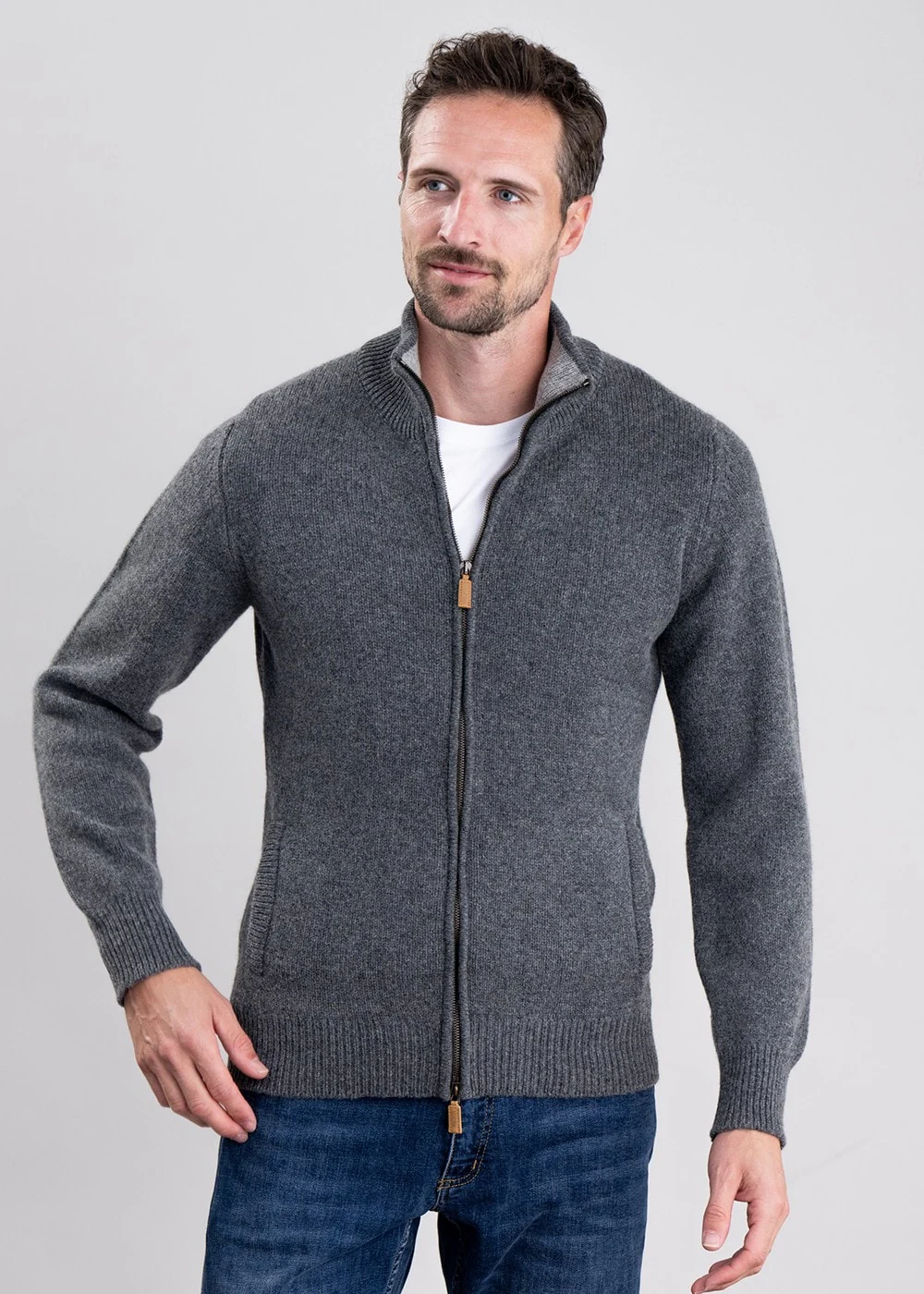 Lambswool 4 Ply Plain Jacket - Image 2