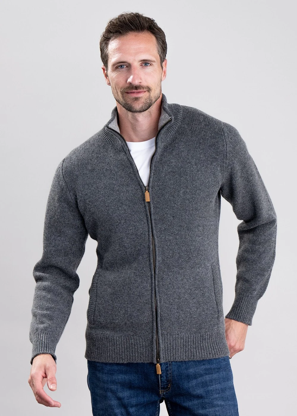 Lambswool 4 Ply Plain Jacket - Image 3