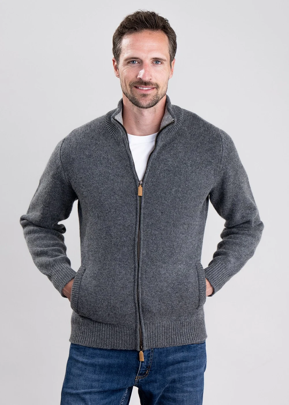 Lambswool 4 Ply Plain Jacket - Image 4