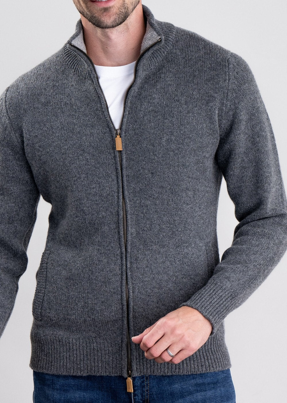 Lambswool 4 Ply Plain Jacket - Image 5