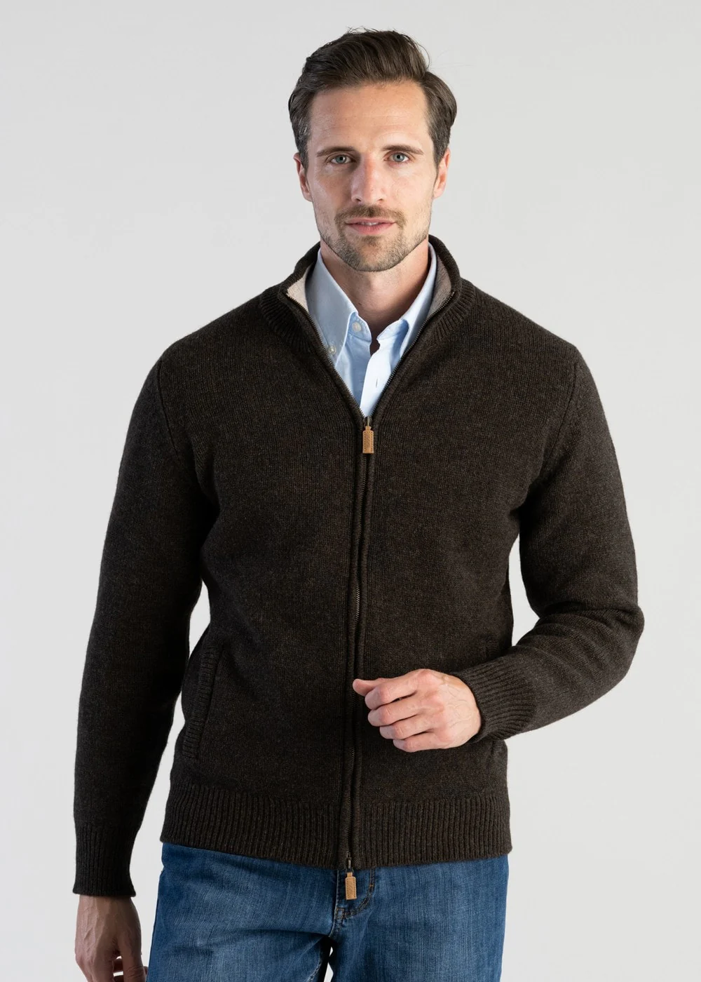 Lambswool 4 Ply Plain Jacket - Image 3