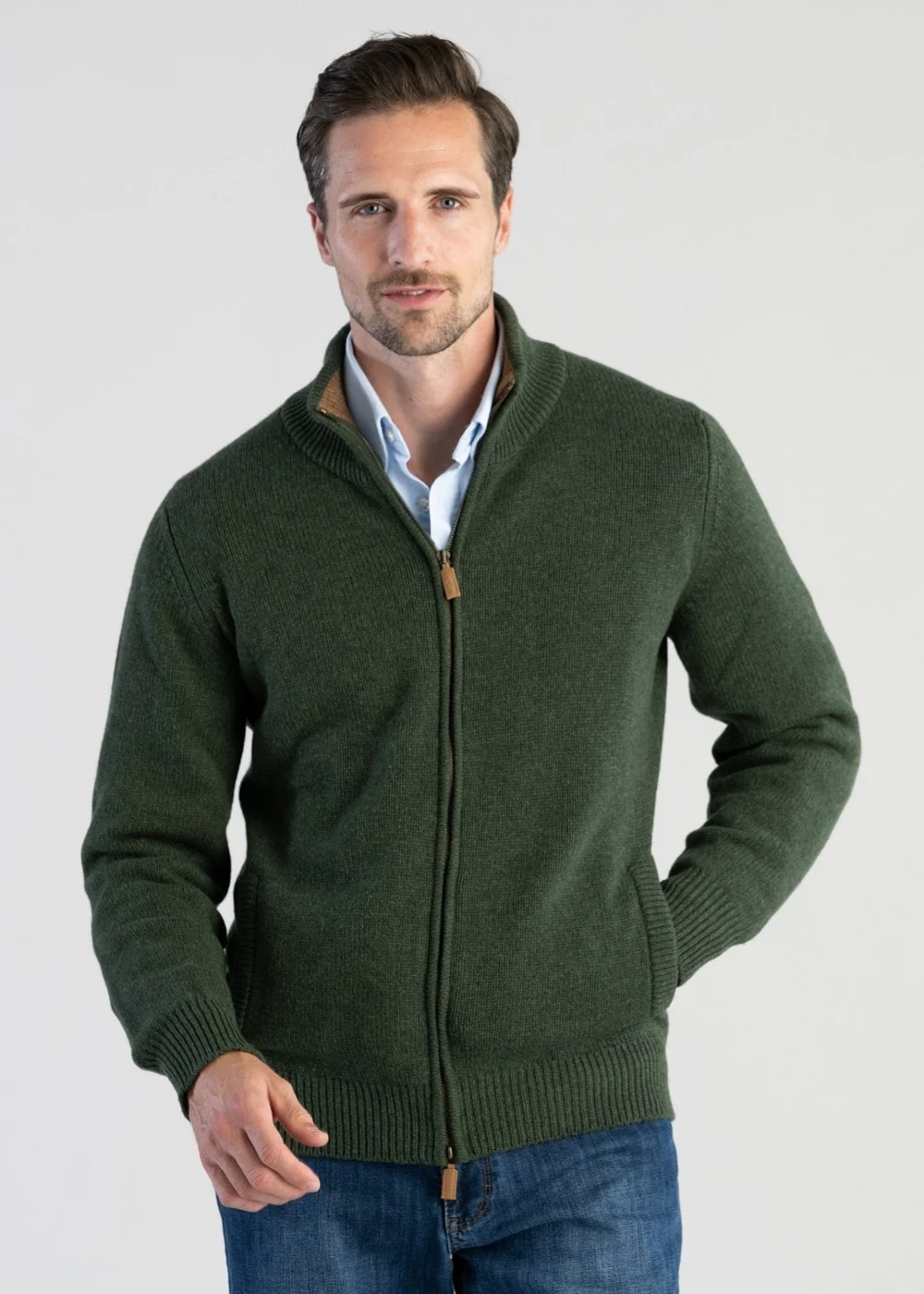 Lambswool 4 Ply Plain Jacket - Image 2